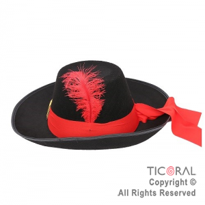 SOMBRERO MOSQUETERO CON PLUMA x 1